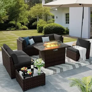 8-Piece Rattan Fire Pit Set